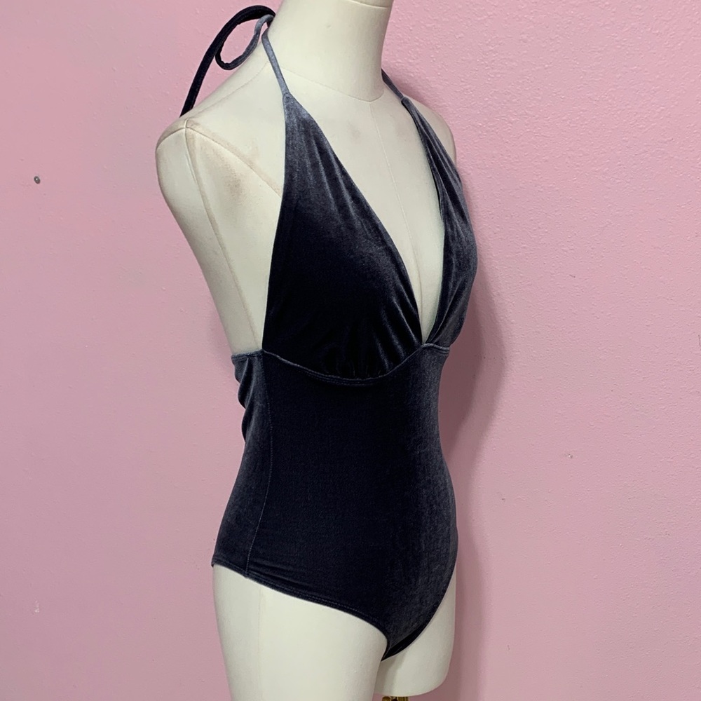 LA HEARTS Blue Velvet Halter Bodysuit XS - Picture 6 of 7